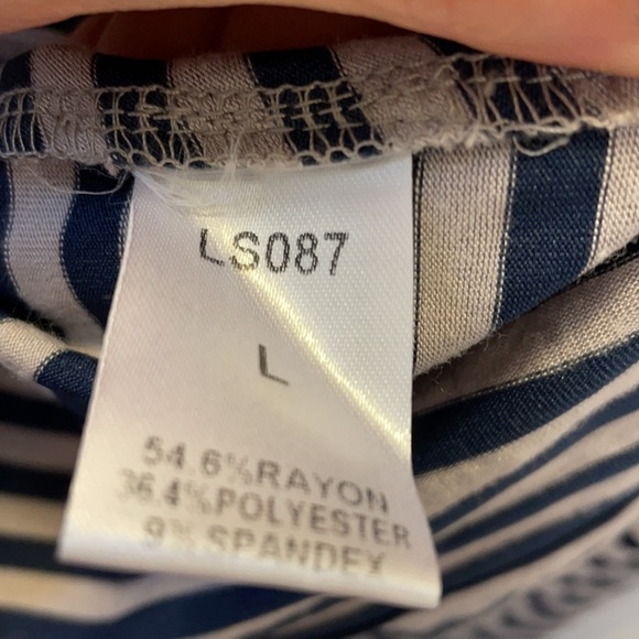 LE Sample blue/gray stripe high/low tank w/yellow detail size large - Picture 5 of 6